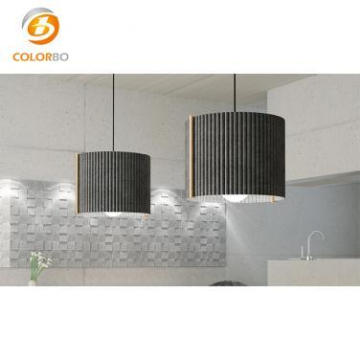 Custom OEM Suppliers Black Pet Acoustic Panel Hotel Decoration Ceiling Hanging Round Ceiling Lamp Shade